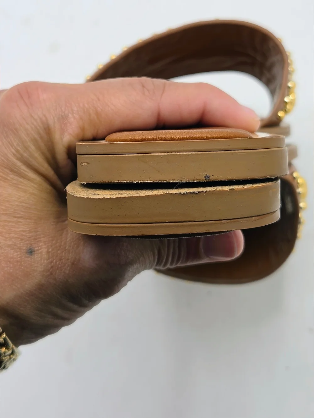 Zara Studded Flat Leather Slide Sandals Size 7.5 - Picture 9 of 14